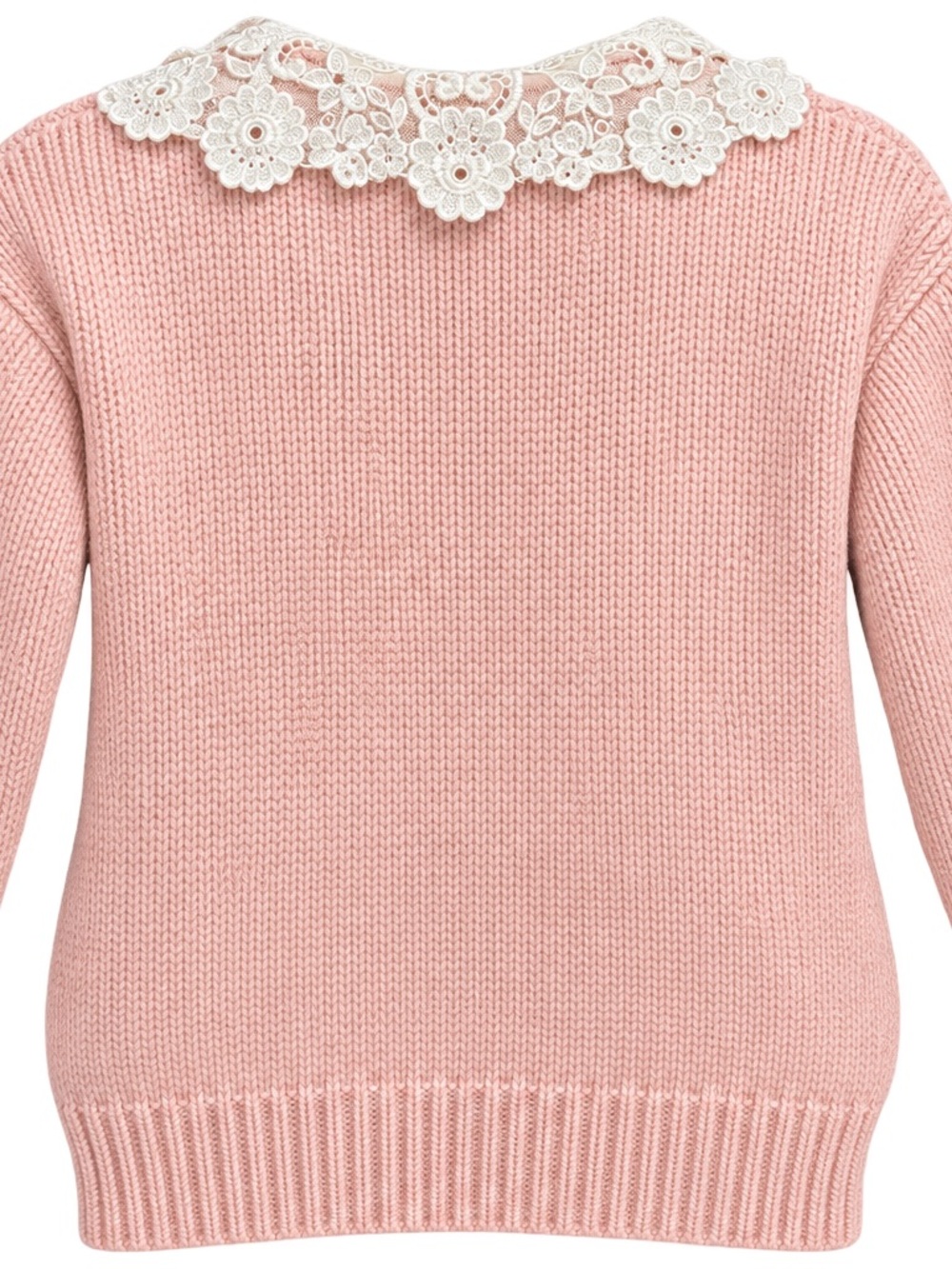 Vintage CHAUS Pink Silk Blend Sweater Lace Peter Pan Collar Cottagecore Size M - Picture 3 of 4